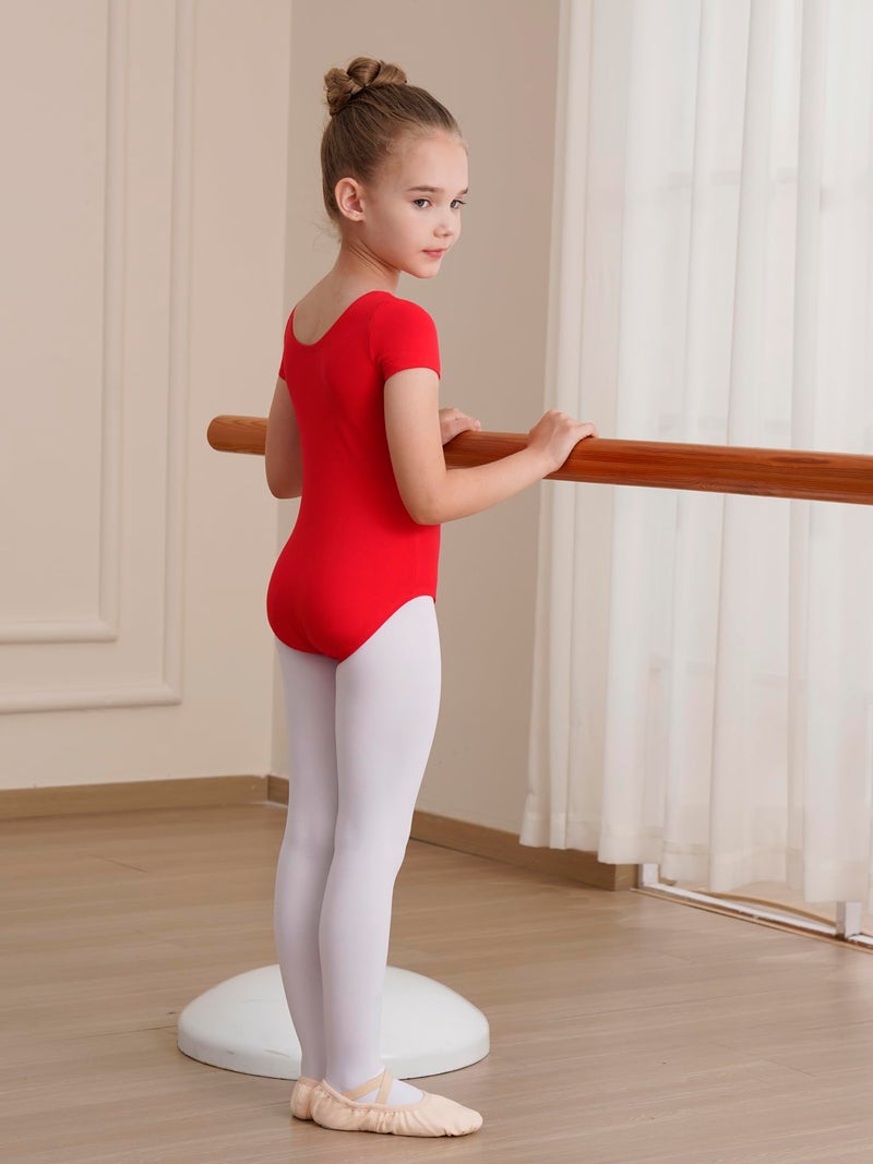 WEGETIT Gymnastics Leotards for Girls Ballet Dance Toddler Leotard Short Sleeve Bodysuit (Red, 4-6 Years) - Image 5